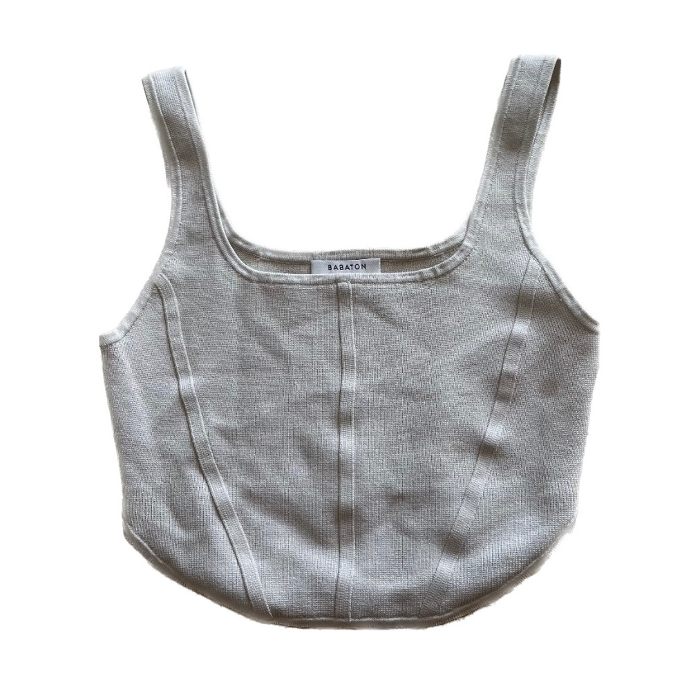 Aritzia Babaton Beige Sculpt Knit Bustier Top